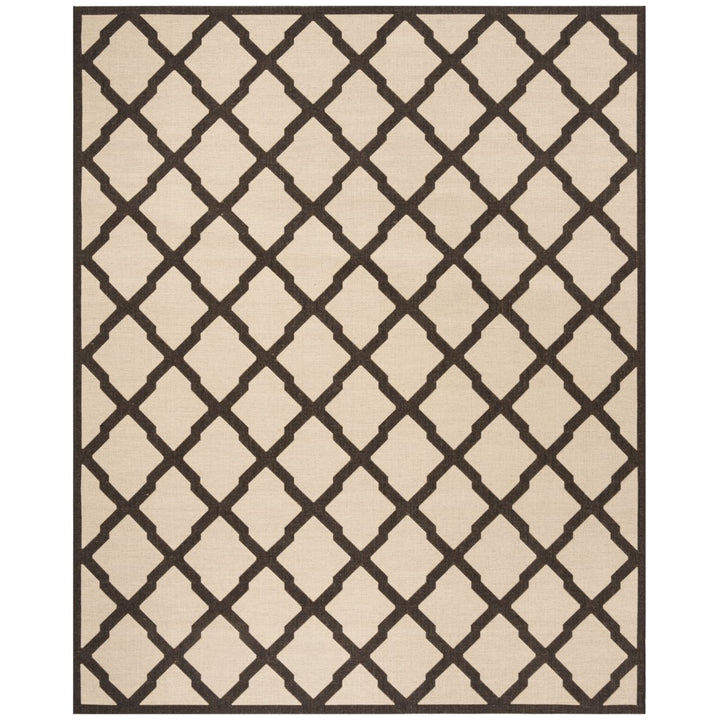 SAFAVIEH Outdoor LND122U Linden Collection Creme / Brown Rug Image 1