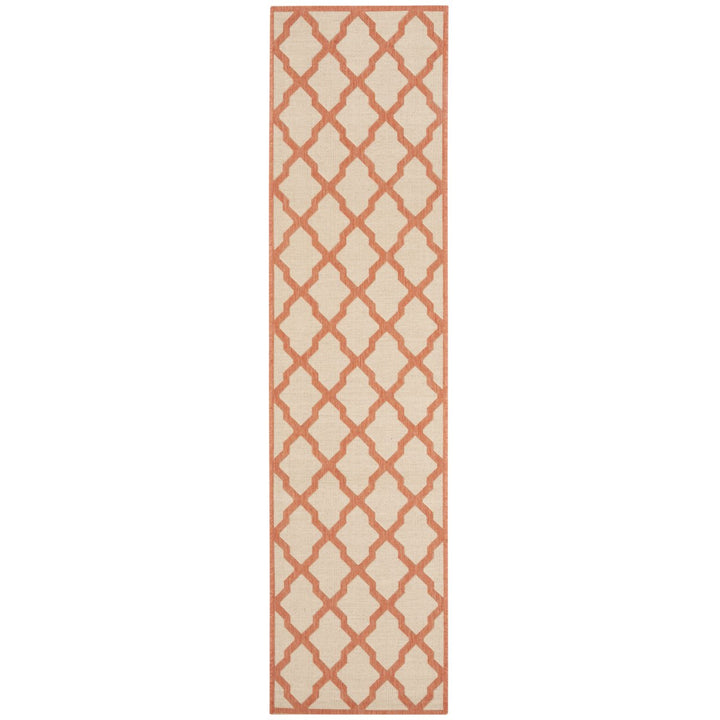 SAFAVIEH Outdoor LND122R Linden Collection Cream / Rust Rug Image 1