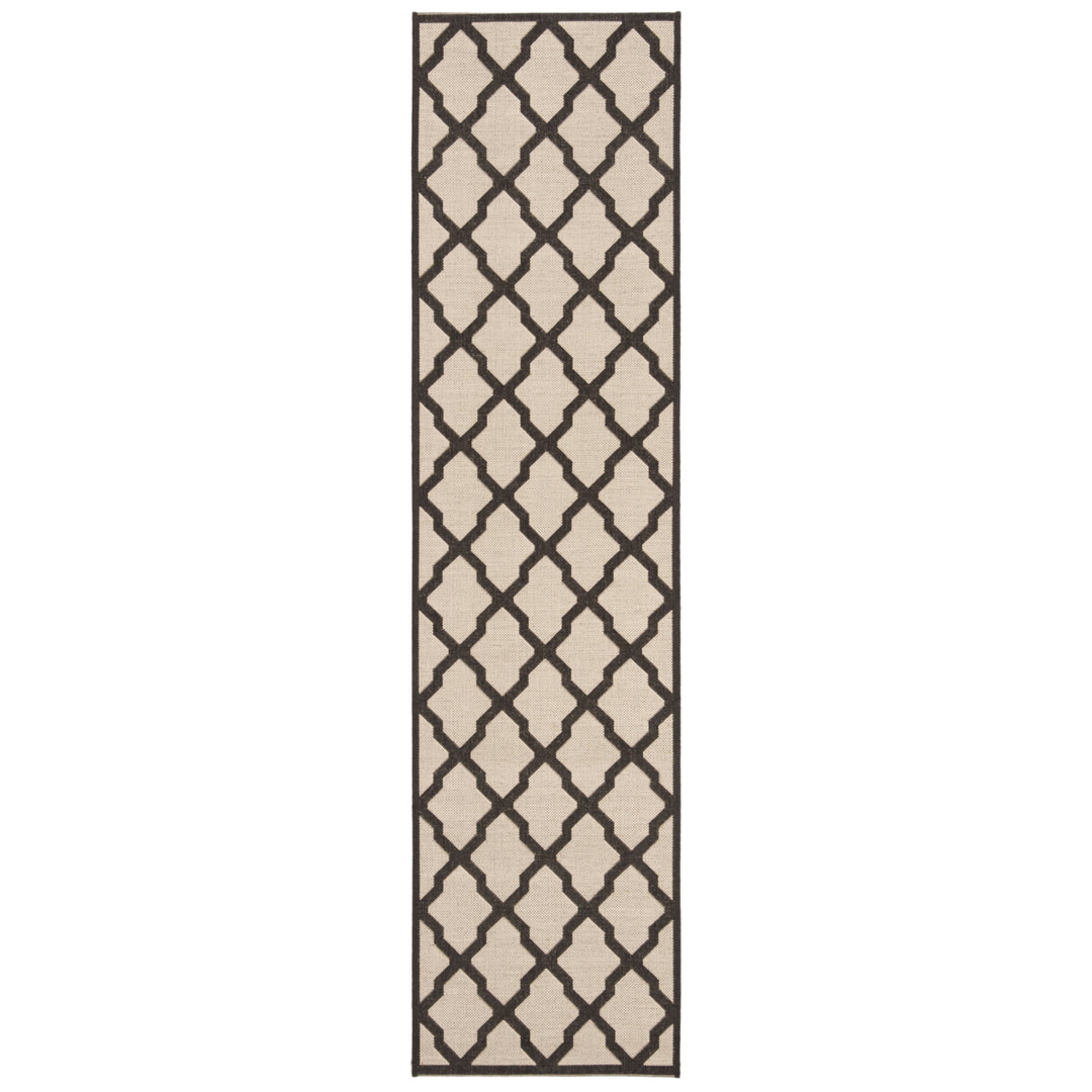 SAFAVIEH Outdoor LND122U Linden Collection Creme / Brown Rug Image 6