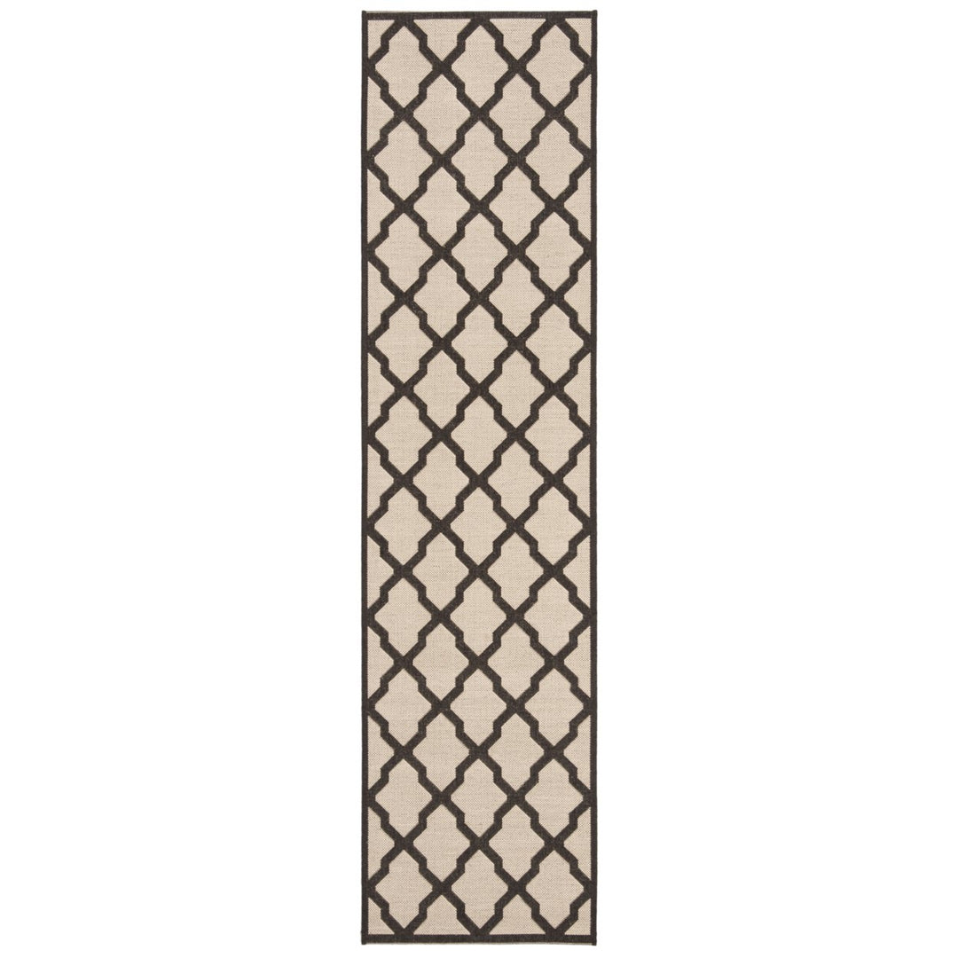 SAFAVIEH Outdoor LND122U Linden Collection Creme / Brown Rug Image 1