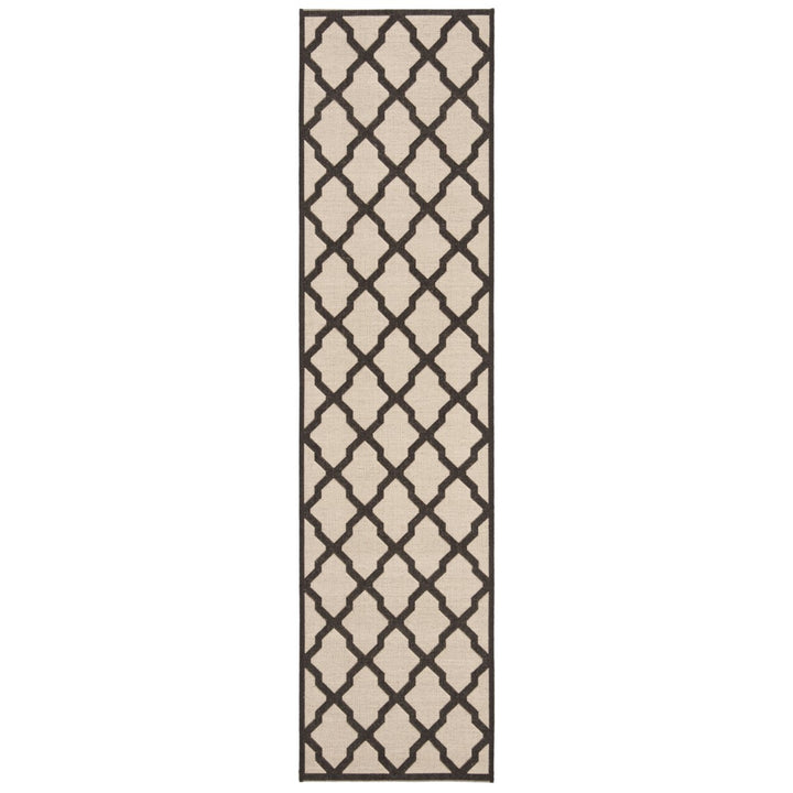 SAFAVIEH Outdoor LND122U Linden Collection Creme / Brown Rug Image 1