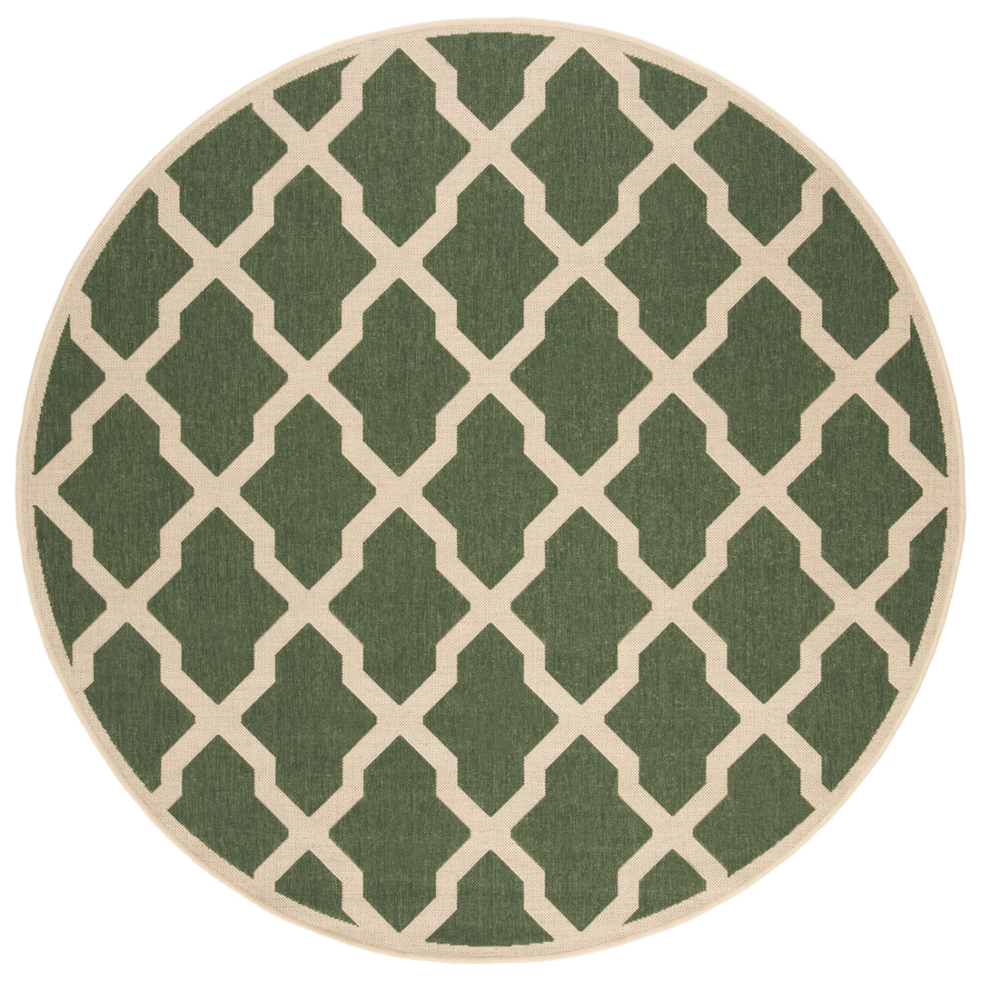 SAFAVIEH Outdoor LND122Y Linden Collection Green / Creme Rug Image 5