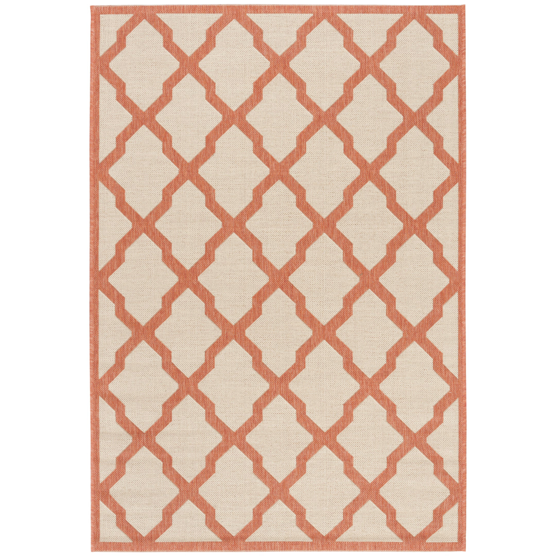 SAFAVIEH Outdoor LND122R Linden Collection Cream / Rust Rug Image 10