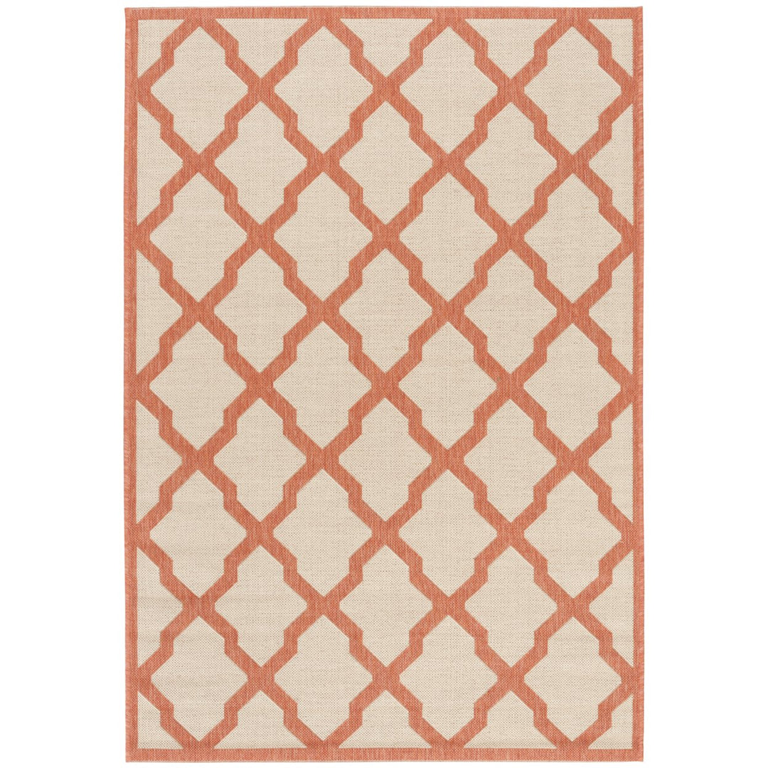 SAFAVIEH Outdoor LND122R Linden Collection Cream / Rust Rug Image 1