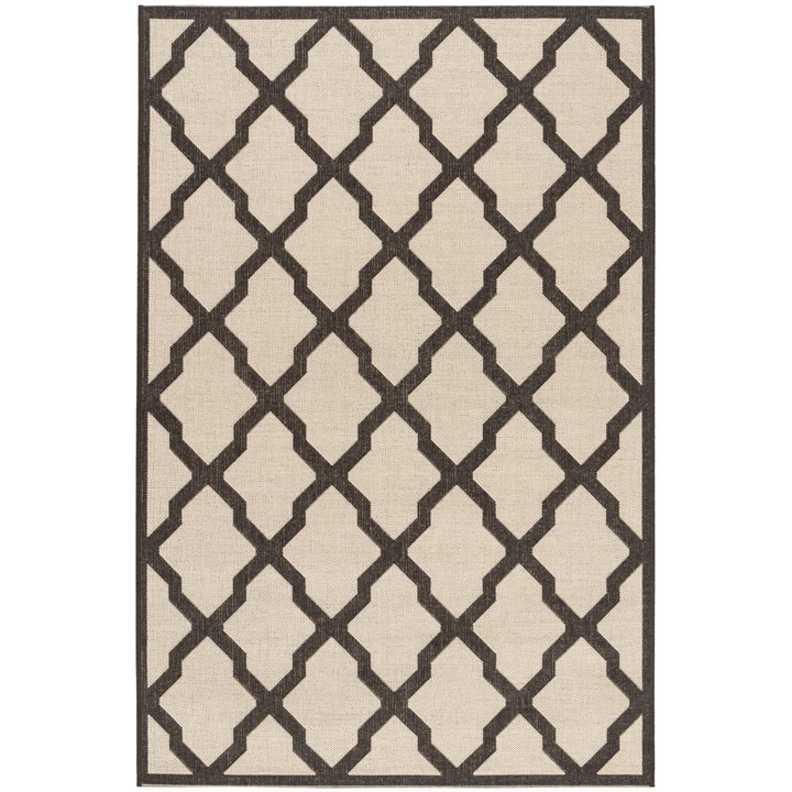 SAFAVIEH Outdoor LND122U Linden Collection Creme / Brown Rug Image 1