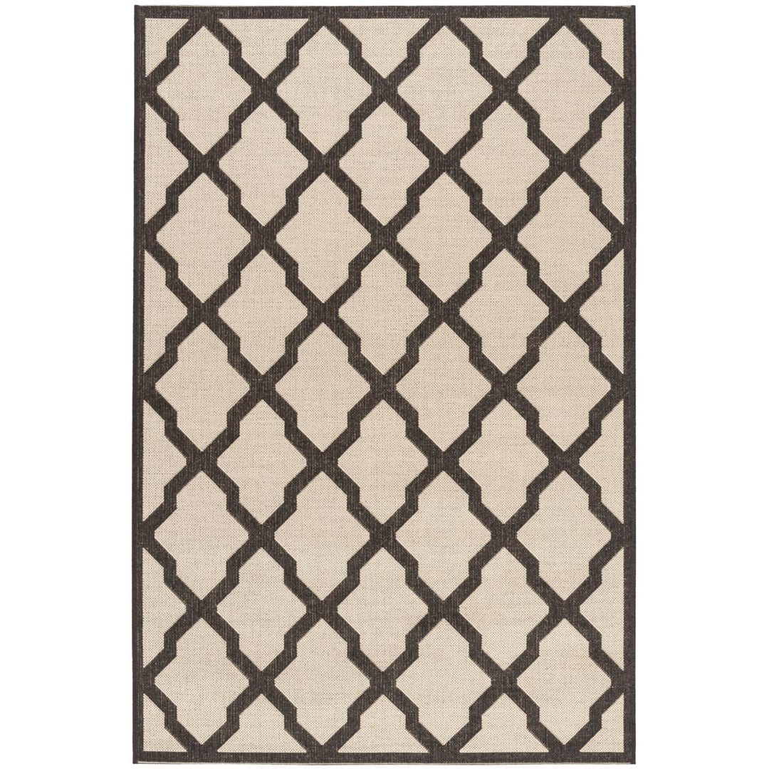 SAFAVIEH Outdoor LND122U Linden Collection Creme / Brown Rug Image 1