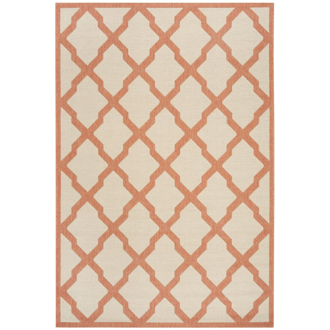 SAFAVIEH Outdoor LND122R Linden Collection Cream / Rust Rug Image 1