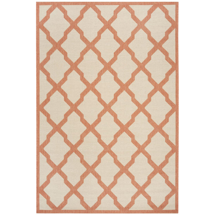 SAFAVIEH Outdoor LND122R Linden Collection Cream / Rust Rug Image 1