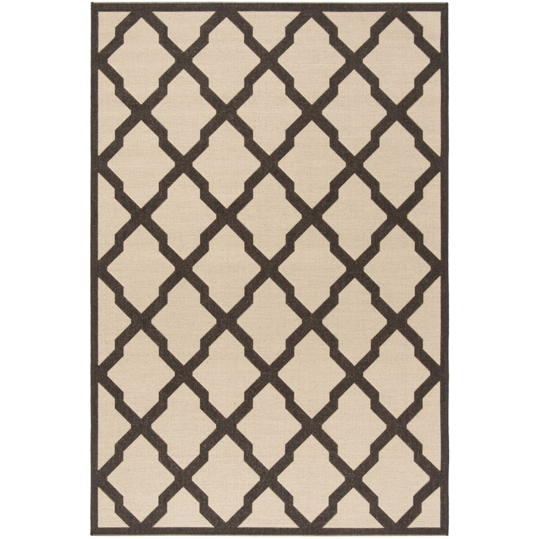 SAFAVIEH Outdoor LND122U Linden Collection Creme / Brown Rug Image 1