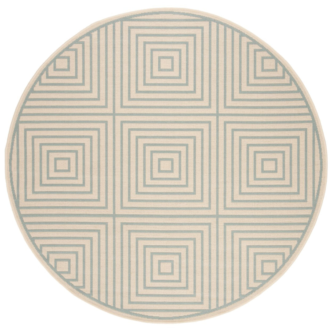 SAFAVIEH Outdoor LND123L Linden Collection Cream / Aqua Rug Image 1