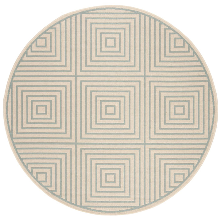 SAFAVIEH Outdoor LND123L Linden Collection Cream / Aqua Rug Image 1