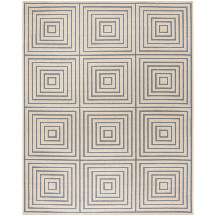 SAFAVIEH Outdoor LND123N Linden Collection Cream / Blue Rug Image 4