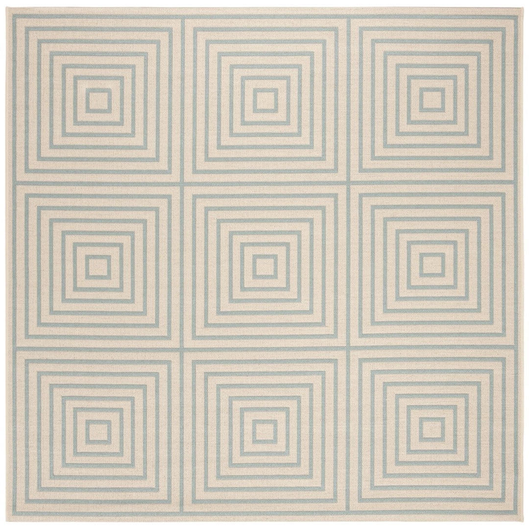 SAFAVIEH Outdoor LND123L Linden Collection Cream / Aqua Rug Image 1