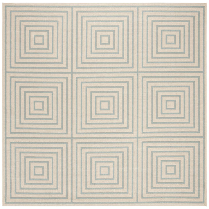 SAFAVIEH Outdoor LND123L Linden Collection Cream / Aqua Rug Image 1