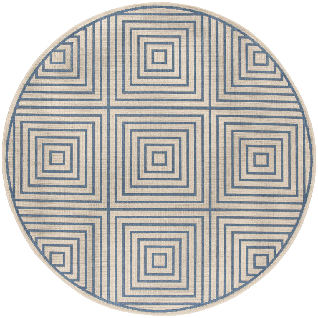 SAFAVIEH Outdoor LND123N Linden Collection Cream / Blue Rug Image 5