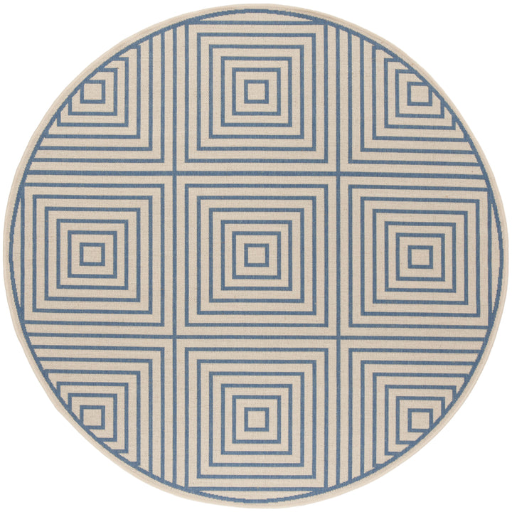 SAFAVIEH Outdoor LND123N Linden Collection Cream / Blue Rug Image 5