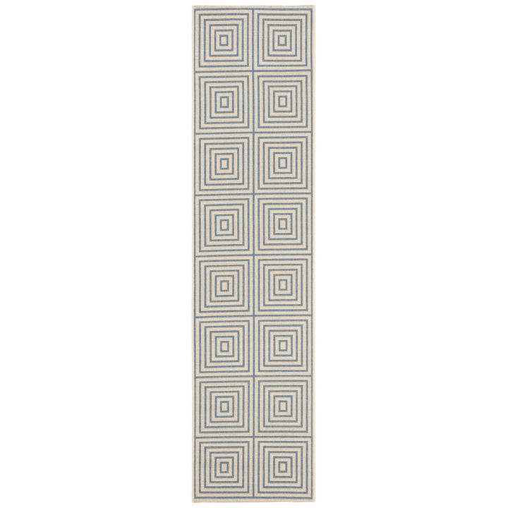 SAFAVIEH Outdoor LND123N Linden Collection Cream / Blue Rug Image 6