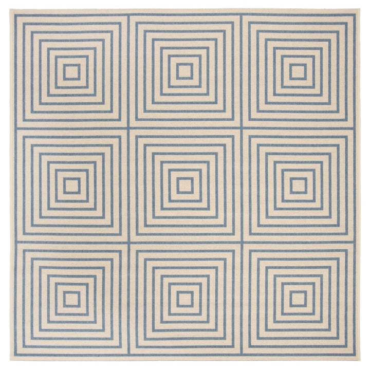 SAFAVIEH Outdoor LND123N Linden Collection Cream / Blue Rug Image 7