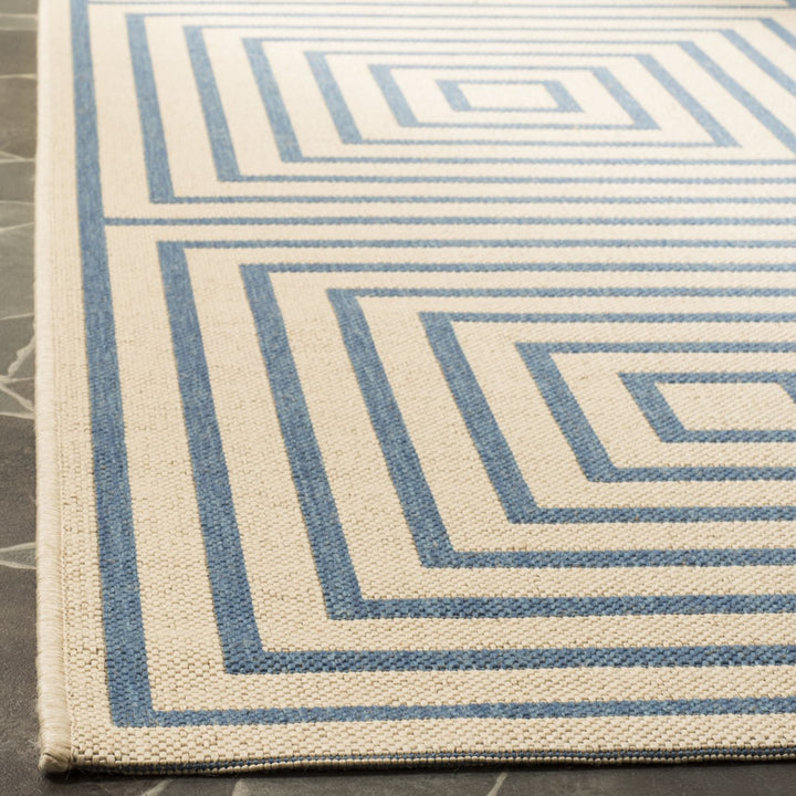 SAFAVIEH Outdoor LND123N Linden Collection Cream / Blue Rug Image 8