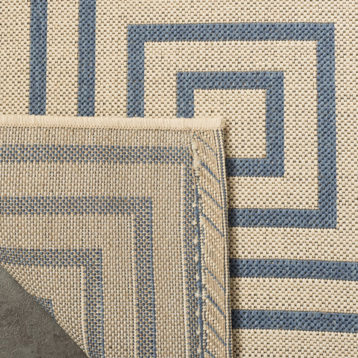 SAFAVIEH Outdoor LND123N Linden Collection Cream / Blue Rug Image 9