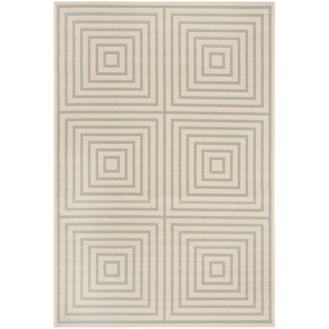 SAFAVIEH Outdoor LND123L Linden Collection Cream / Aqua Rug Image 1