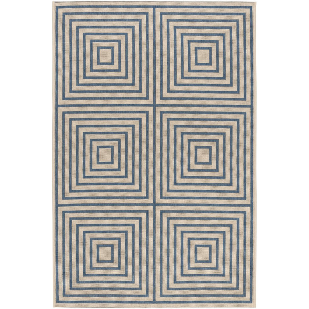 SAFAVIEH Outdoor LND123N Linden Collection Cream / Blue Rug Image 10