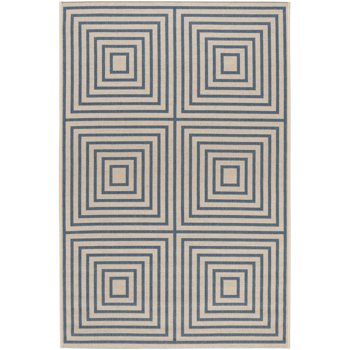 SAFAVIEH Outdoor LND123N Linden Collection Cream / Blue Rug Image 10