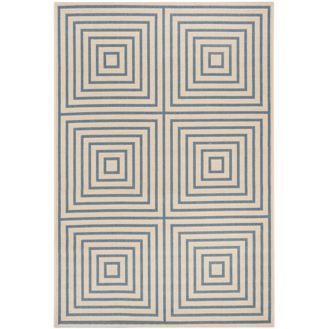 SAFAVIEH Outdoor LND123N Linden Collection Cream / Blue Rug Image 11