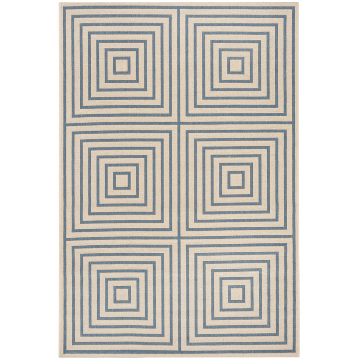 SAFAVIEH Outdoor LND123N Linden Collection Cream / Blue Rug Image 11