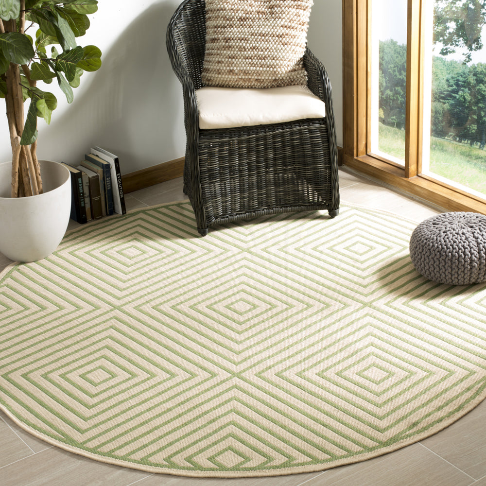 SAFAVIEH Outdoor LND123V Linden Collection Cream / Olive Rug Image 2