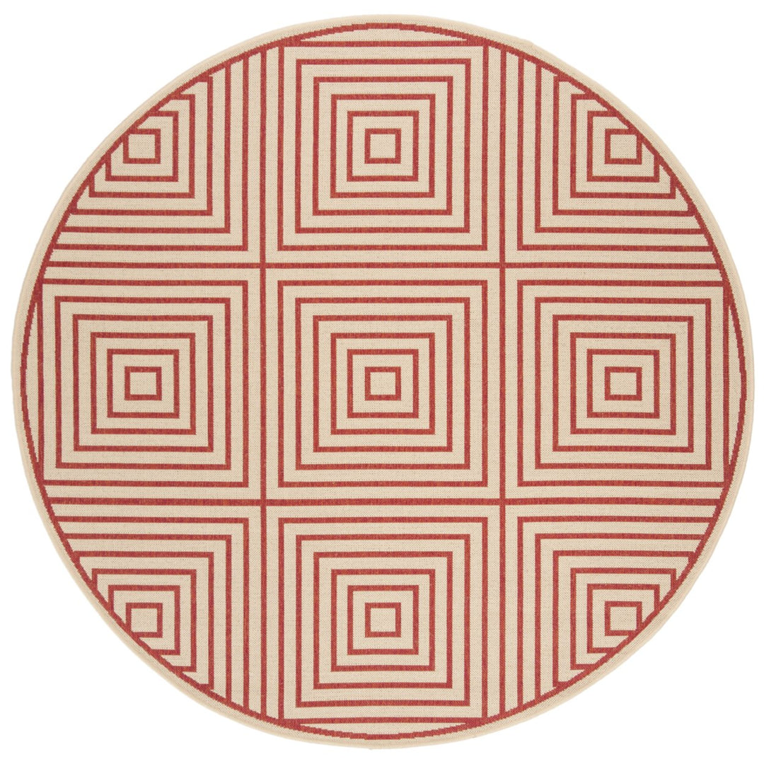 SAFAVIEH Outdoor LND123Q Linden Collection Red / Creme Rug Image 1