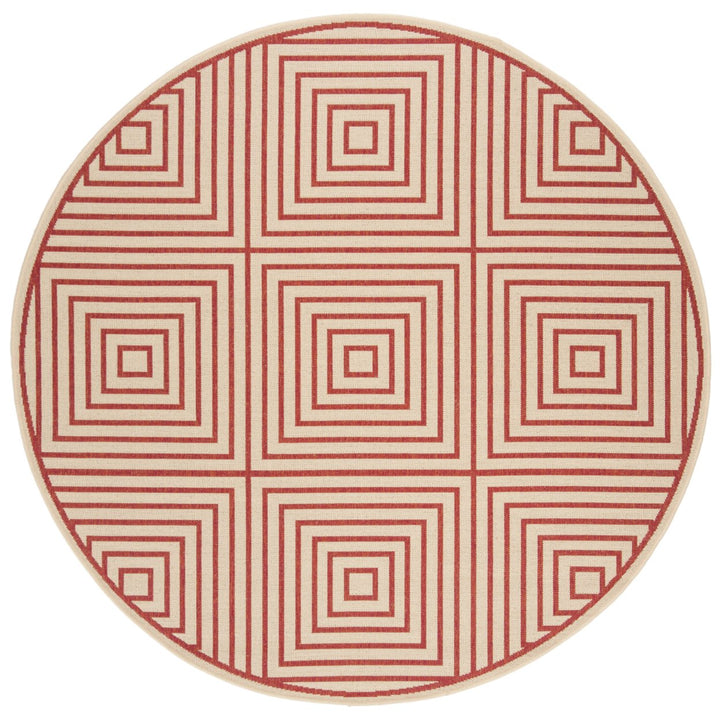 SAFAVIEH Outdoor LND123Q Linden Collection Red / Creme Rug Image 1