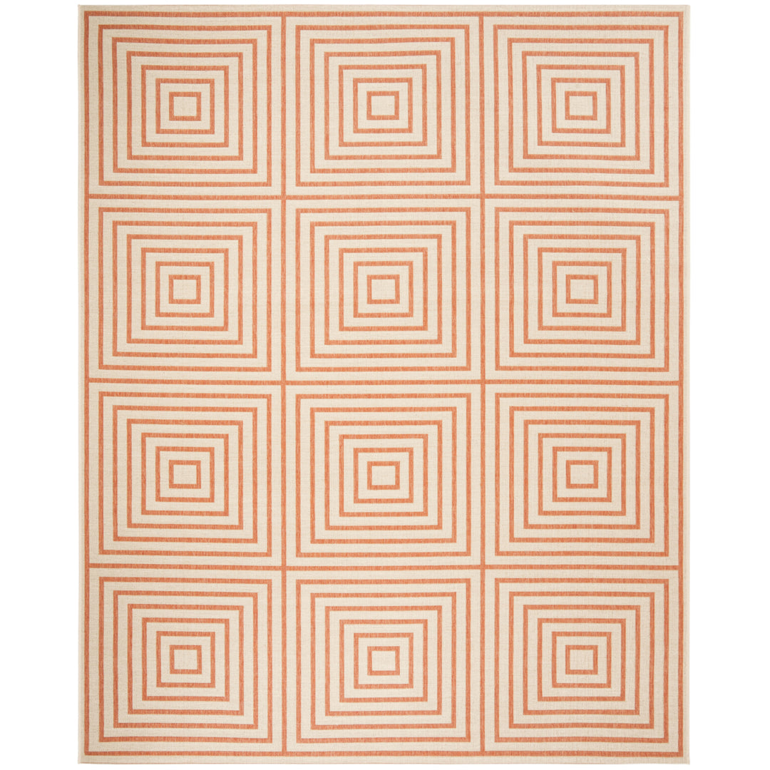 SAFAVIEH Outdoor LND123R Linden Collection Cream / Rust Rug Image 4