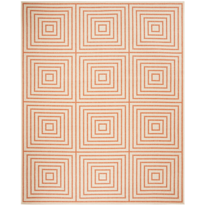 SAFAVIEH Outdoor LND123R Linden Collection Cream / Rust Rug Image 4