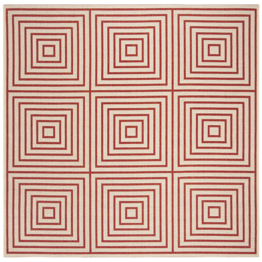 SAFAVIEH Outdoor LND123Q Linden Collection Red / Creme Rug Image 1