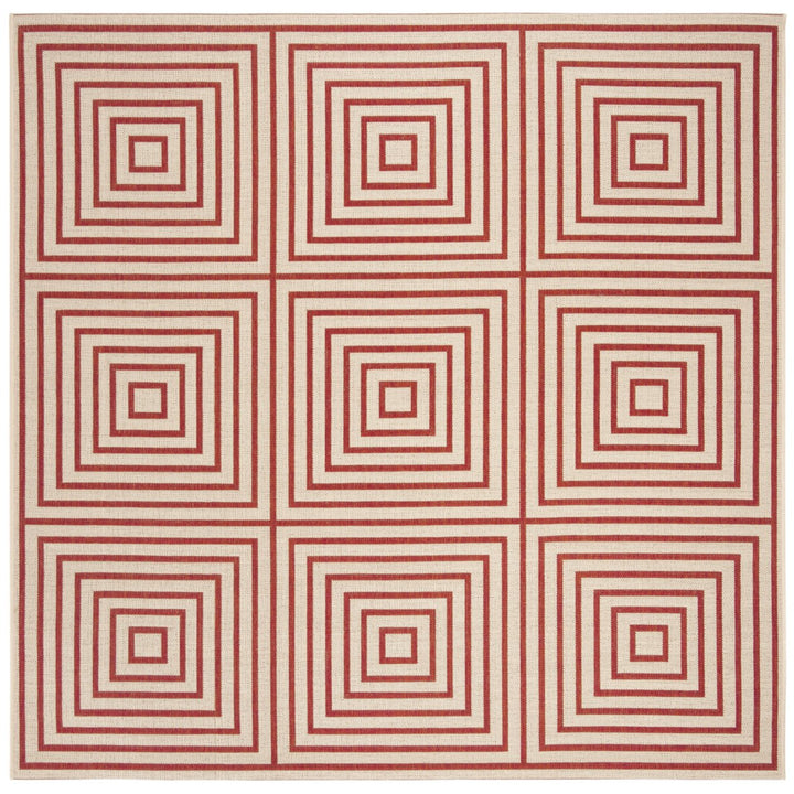 SAFAVIEH Outdoor LND123Q Linden Collection Red / Creme Rug Image 1