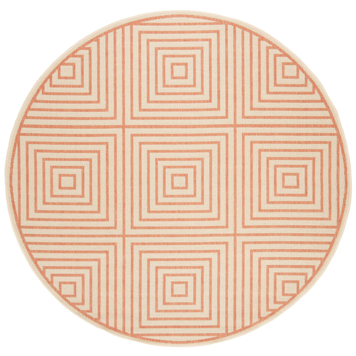 SAFAVIEH Outdoor LND123R Linden Collection Cream / Rust Rug Image 5