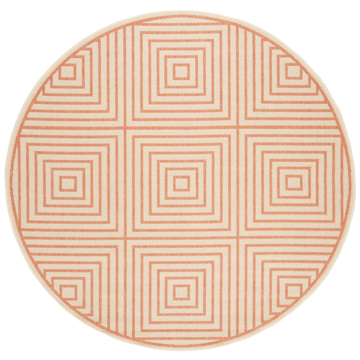 SAFAVIEH Outdoor LND123R Linden Collection Cream / Rust Rug Image 1