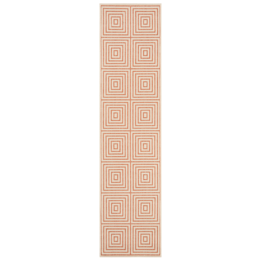 SAFAVIEH Outdoor LND123R Linden Collection Cream / Rust Rug Image 6