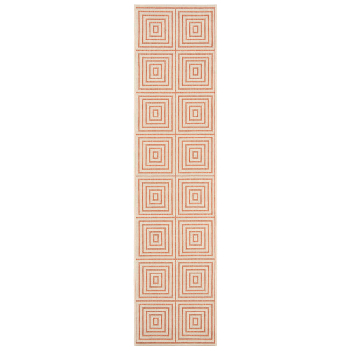 SAFAVIEH Outdoor LND123R Linden Collection Cream / Rust Rug Image 6