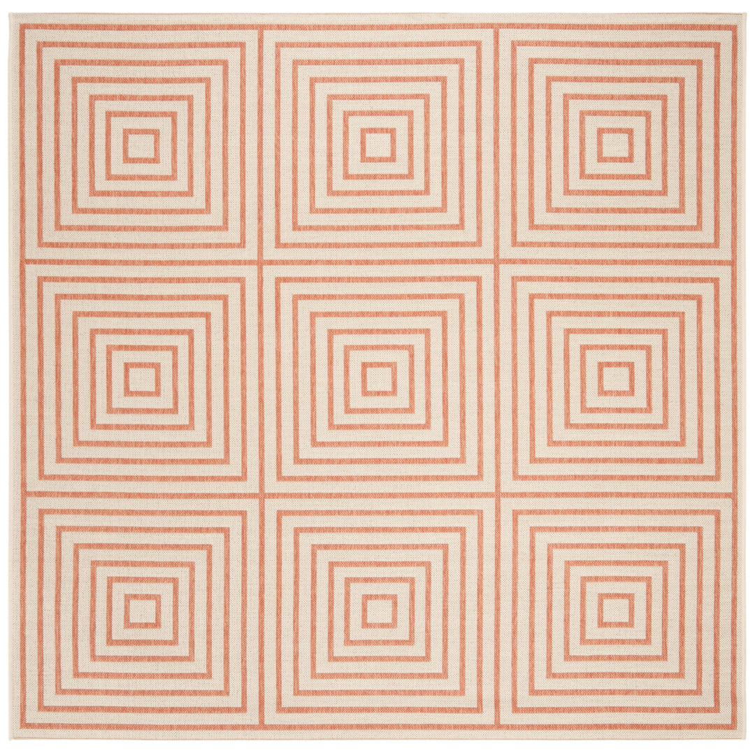 SAFAVIEH Outdoor LND123R Linden Collection Cream / Rust Rug Image 7