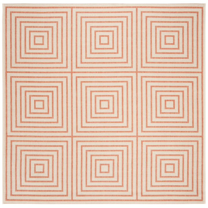 SAFAVIEH Outdoor LND123R Linden Collection Cream / Rust Rug Image 7