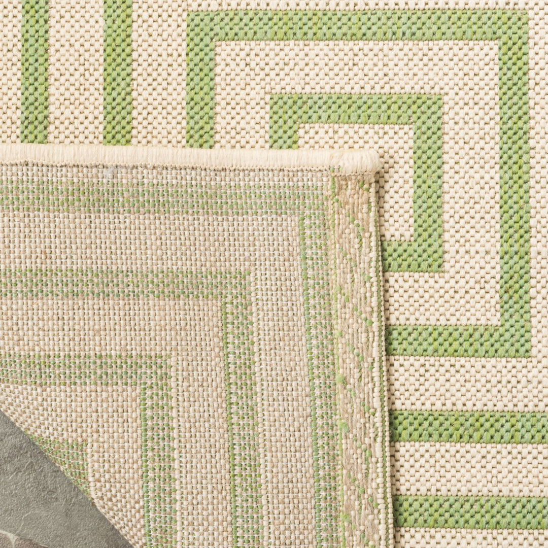 SAFAVIEH Outdoor LND123V Linden Collection Cream / Olive Rug Image 9