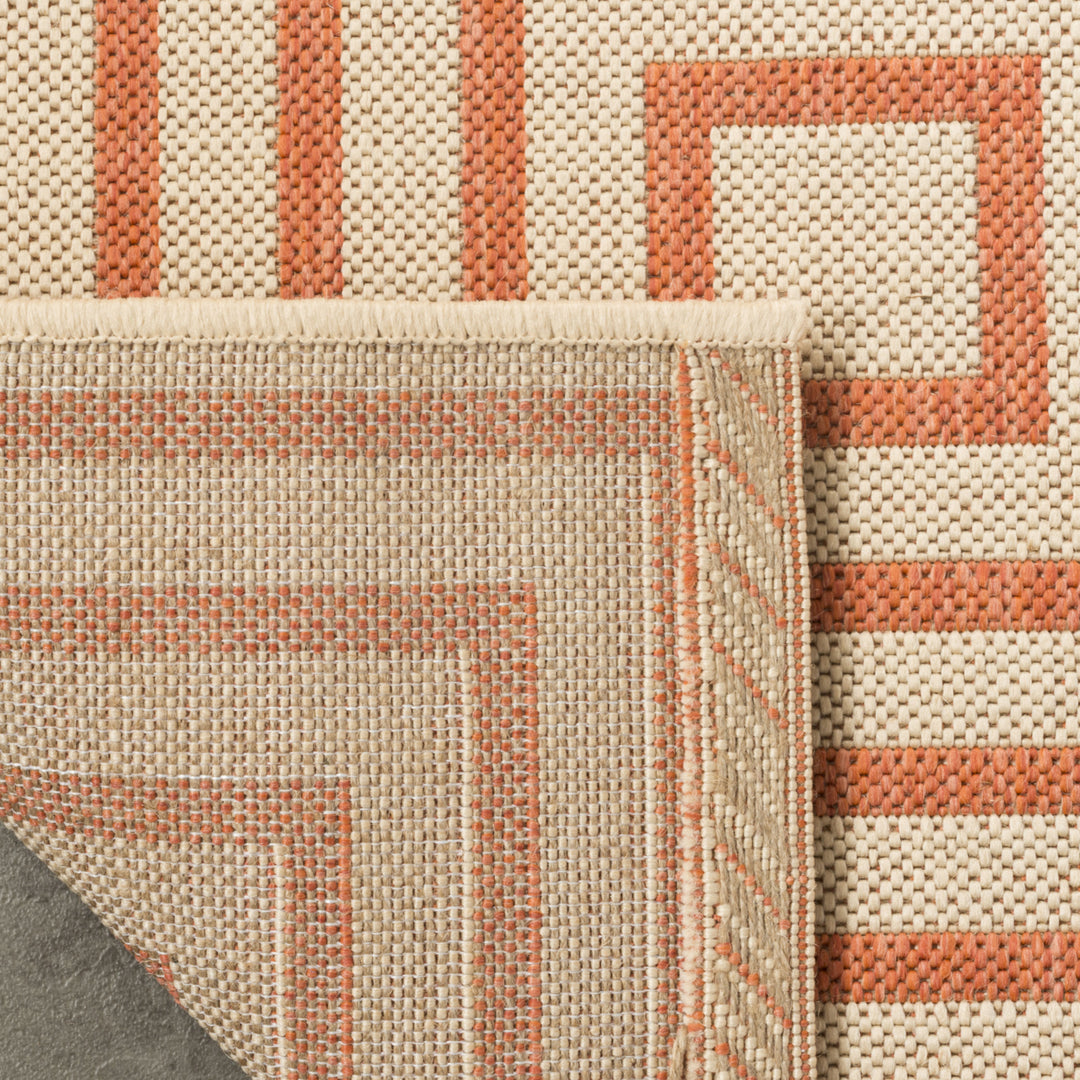 SAFAVIEH Outdoor LND123R Linden Collection Cream / Rust Rug Image 9