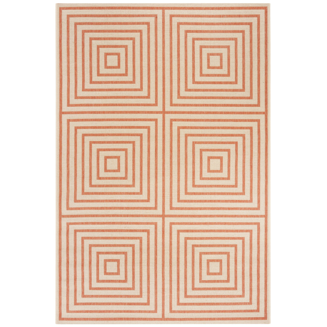 SAFAVIEH Outdoor LND123R Linden Collection Cream / Rust Rug Image 10