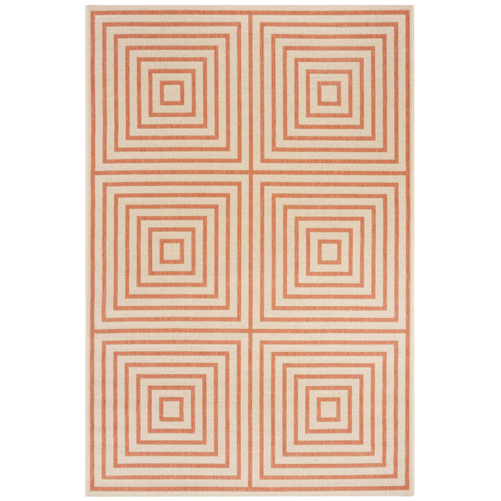 SAFAVIEH Outdoor LND123R Linden Collection Cream / Rust Rug Image 10