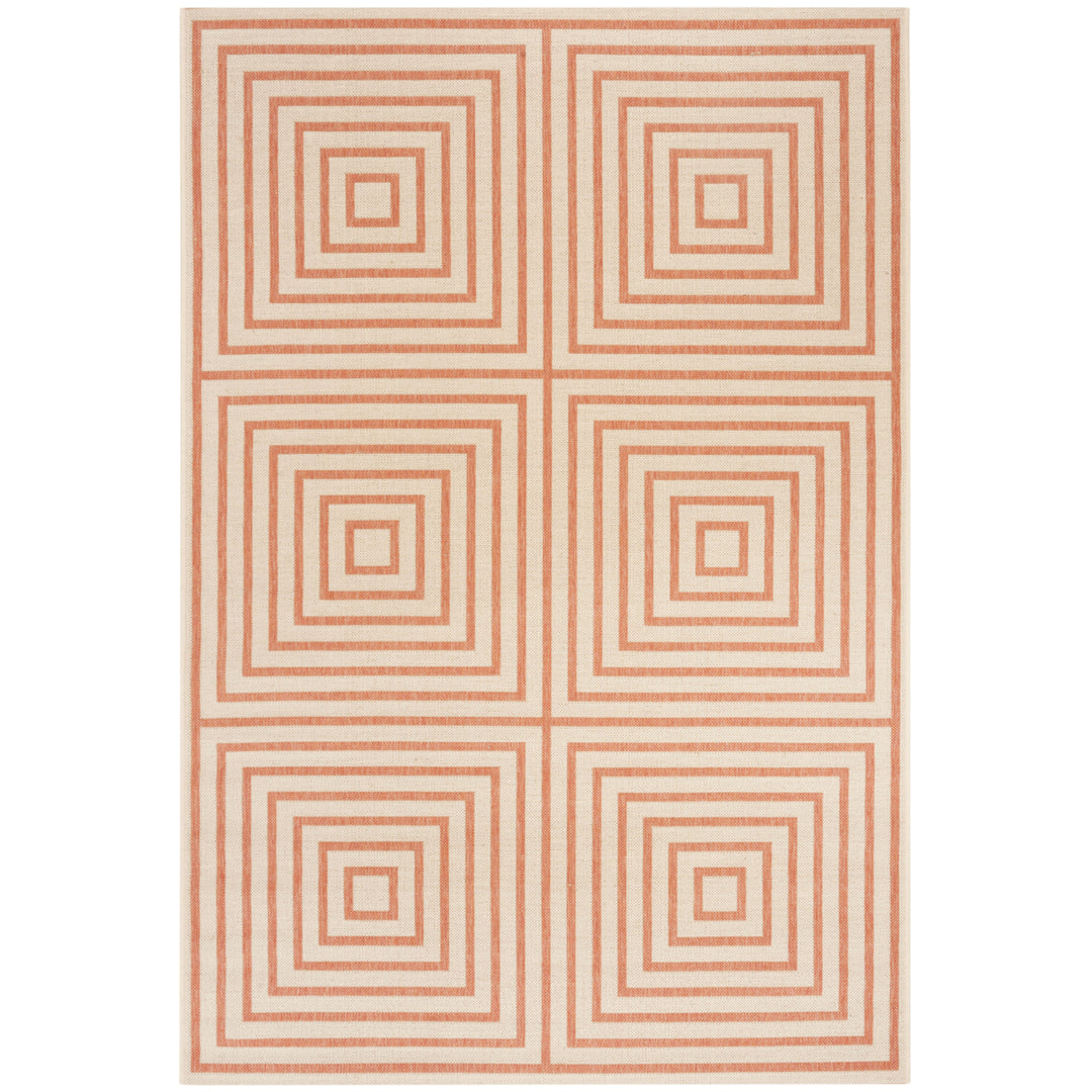 SAFAVIEH Outdoor LND123R Linden Collection Cream / Rust Rug Image 11