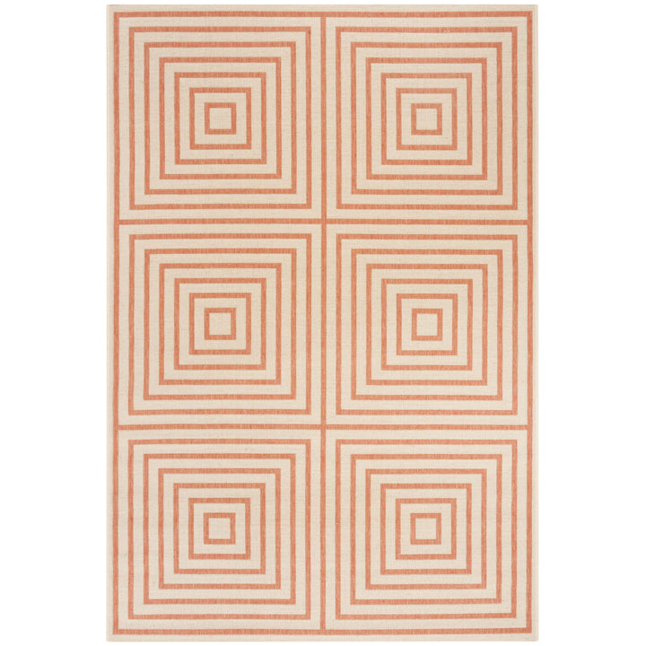 SAFAVIEH Outdoor LND123R Linden Collection Cream / Rust Rug Image 11