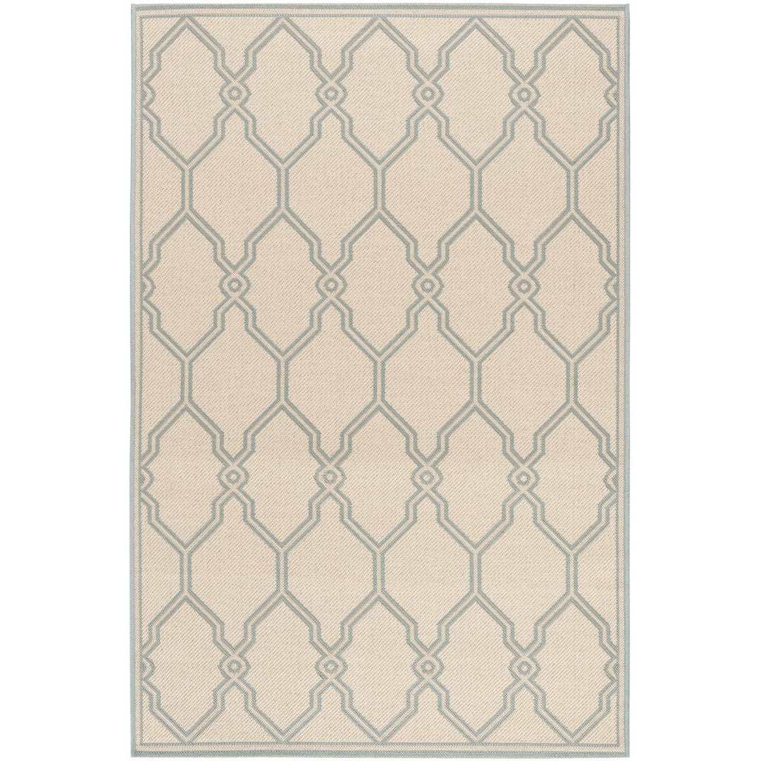 SAFAVIEH Outdoor LND124L Linden Collection Cream / Aqua Rug Image 1