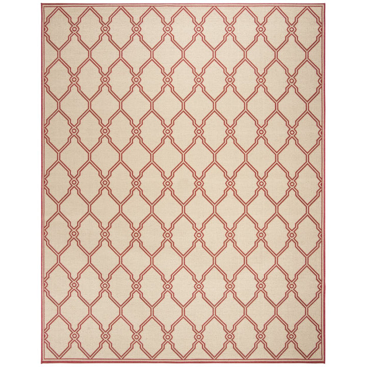 SAFAVIEH Outdoor LND124Q Linden Collection Red / Creme Rug Image 4